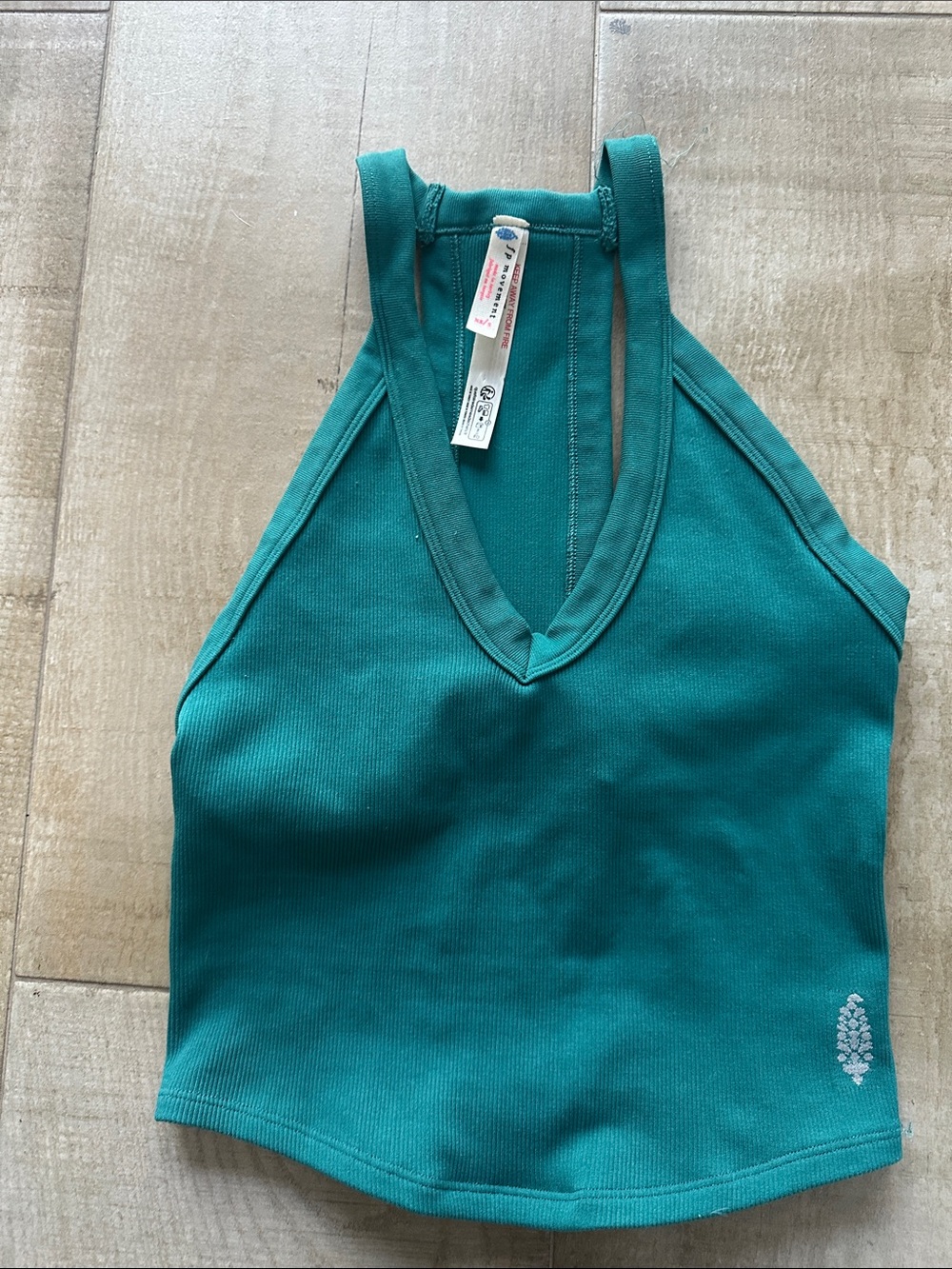 Free People Movement Teal Halter Ribbed Tank Top